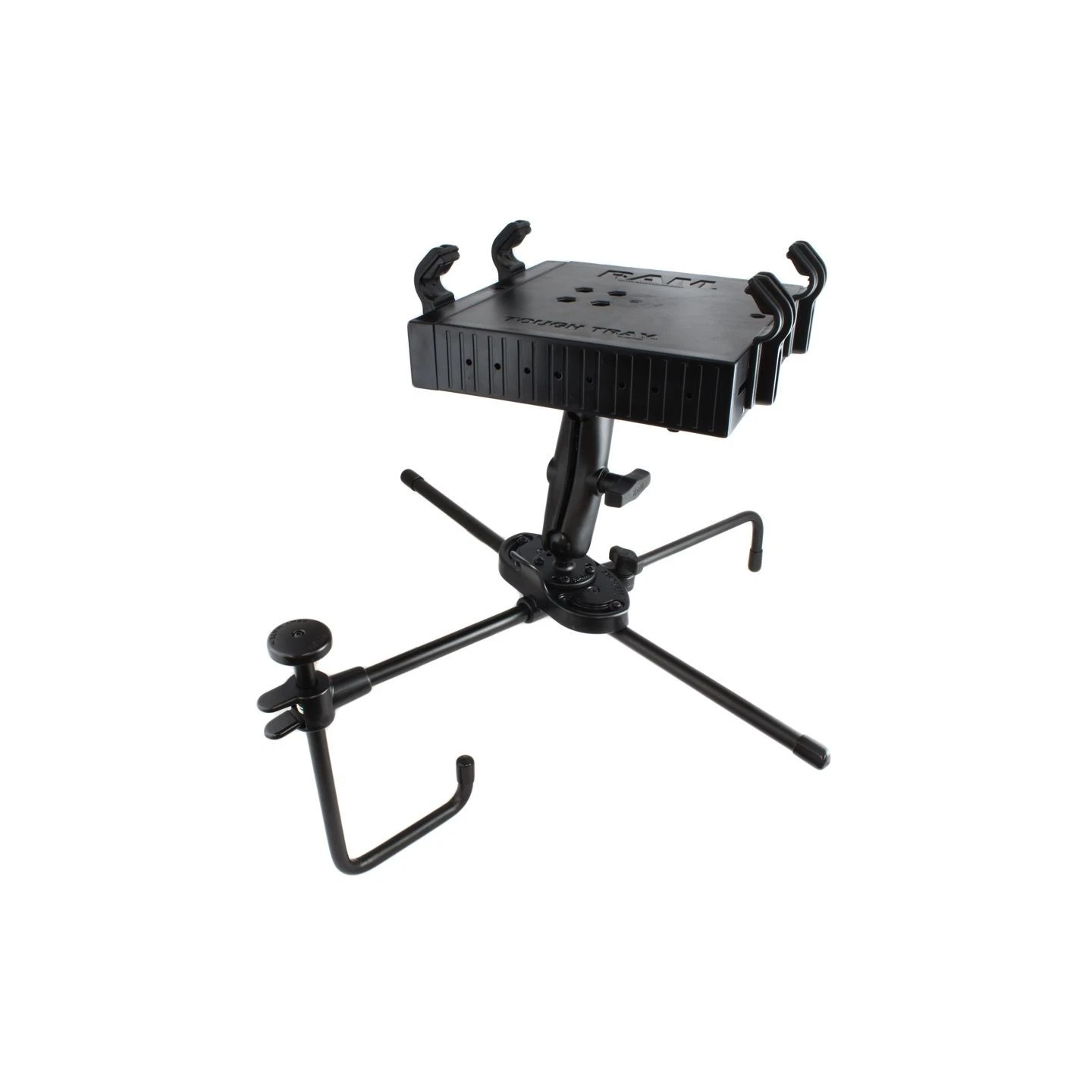 Seat-Mate Sitzbefestigung mit Tough Tray Laptop-/Drucker-Halteschale - 2x runde Basisplatte (AMPS), mittlerer Verbindungsarm
