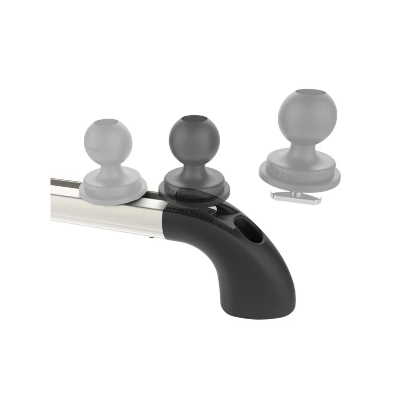 Hand-track aluminium rail incl. curved end caps - internal length 304.8 mm (12 inches), anodised