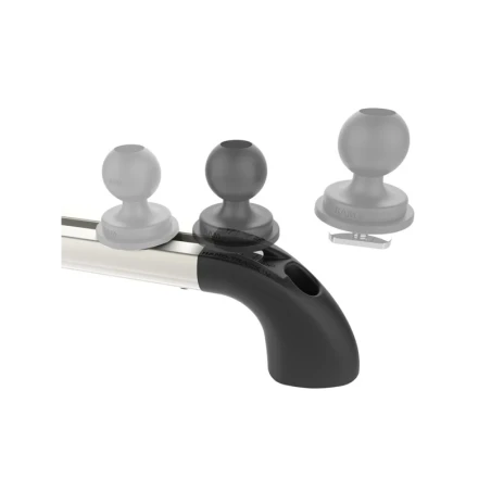 Hand-track aluminium rail incl. curved end caps - internal length 457.2 mm (18 inches), anodised