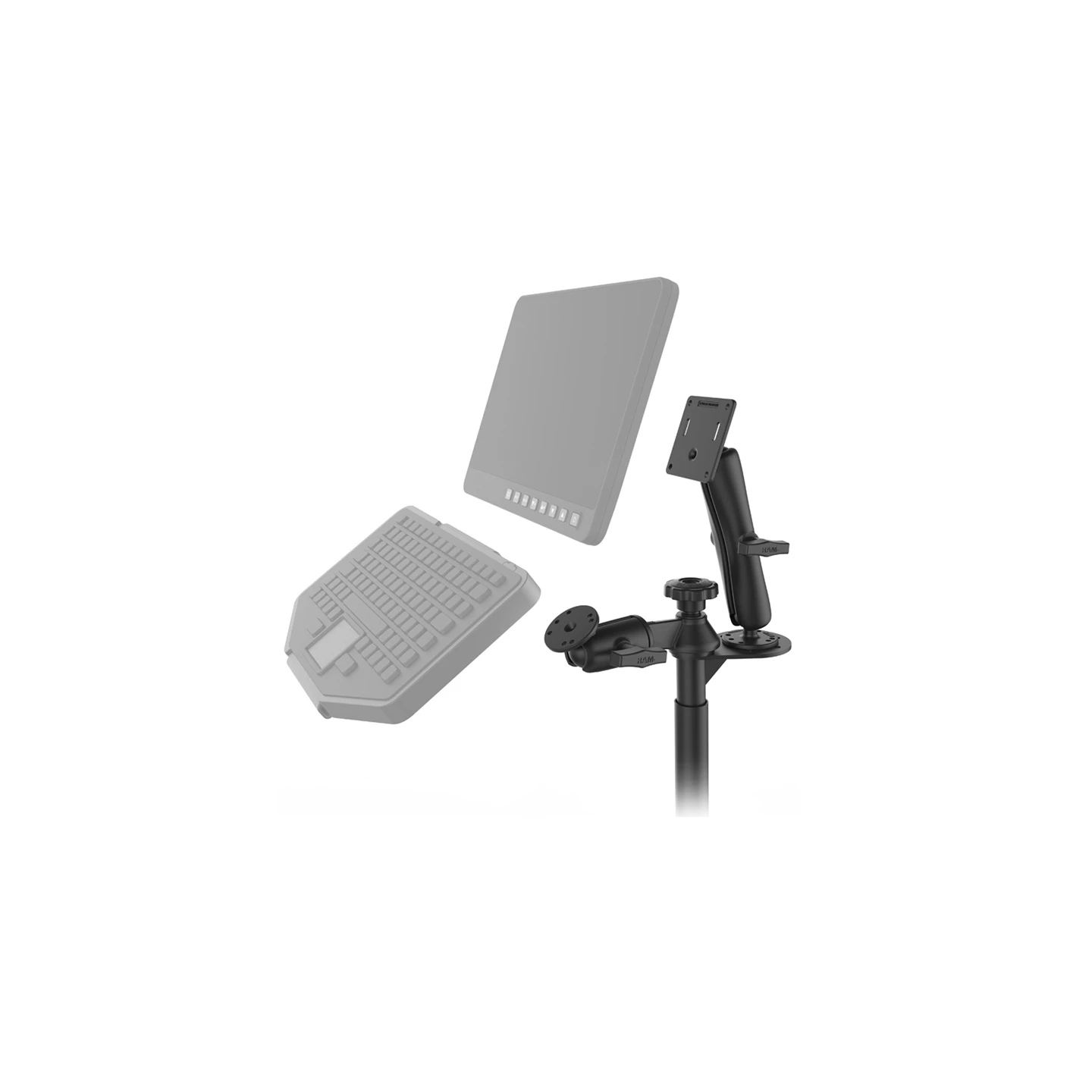 Tele-Pole Standfuss (9 Zoll) mit Schwenkarm -  (1,5 Zoll), AMPS-Anbindung, VESA 75x75 mm