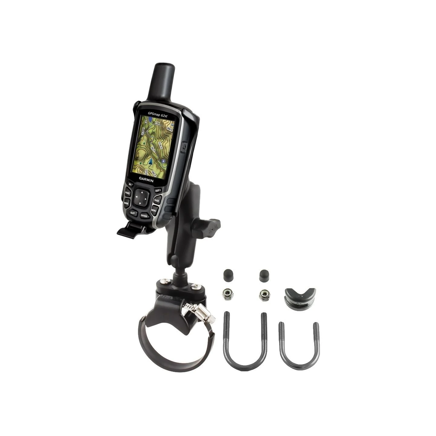 Rohr-Halterung Garmin GPSMAP 62/64 -  (1 Zoll), Klemmschelle, mittlerer Verbindungsarm