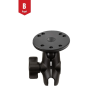 Set - (1 inch), round base plate (AMPS), short connecting arm