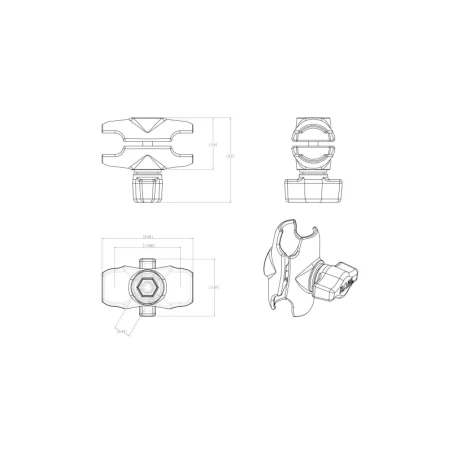Set - (1 inch), round base plate (AMPS), short connecting arm