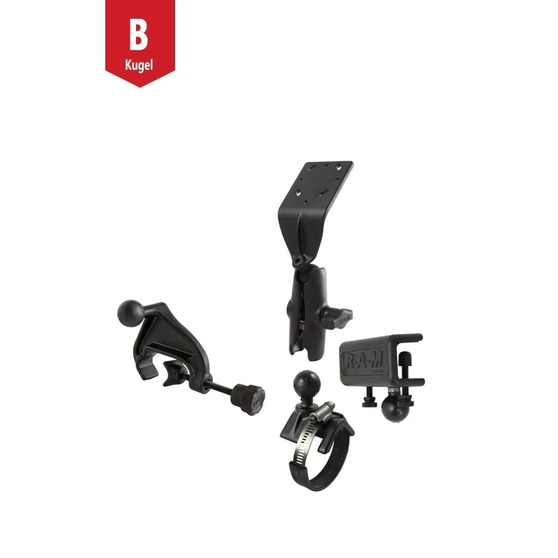 Set -  (1 Zoll), 3 Basisbefestigungen, mittlerer Verbindungsarm, gewölbte Adapterplatte