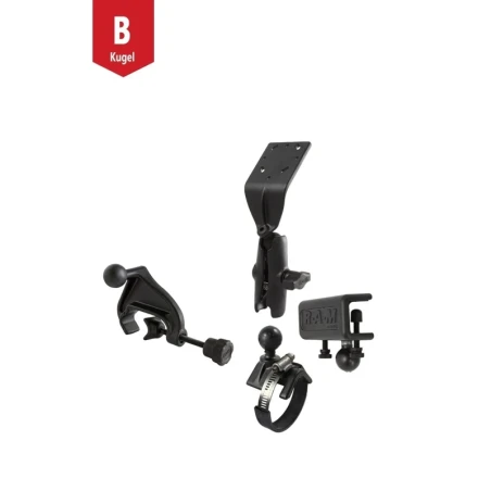Set -  (1 Zoll), 3 Basisbefestigungen, mittlerer Verbindungsarm, gewölbte Adapterplatte