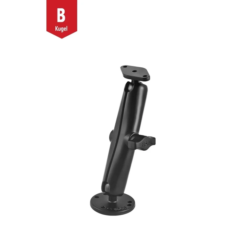 Set -  (1 Zoll), runde Basisplatte (AMPS), langer Verbindungsarm (ca. 150 mm), Diamond Basisplatte (Trapez)