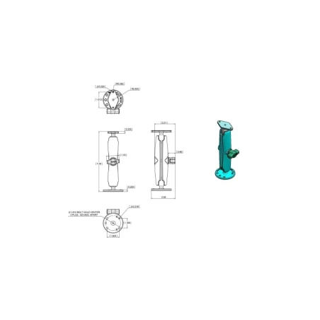 Set -  (1 Zoll), runde Basisplatte (AMPS), langer Verbindungsarm (ca. 150 mm), Diamond Basisplatte (Trapez)
