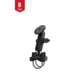 Set -  (1 Zoll), Doppel-Schraub-Klemme, mittlerer Verbindungsarm, runde Basisplatte (AMPS)