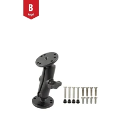 Set -  (1 Zoll), 2x runde Basisplatten (AMPS), mittlerer Verbindungsarm, Schrauben-Set