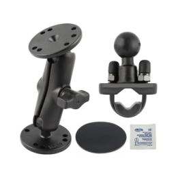 Set -  (1 Zoll), 2x runde Basisplatte (AMPS), mittlerer Verbindungsarm, Rohrschelle
