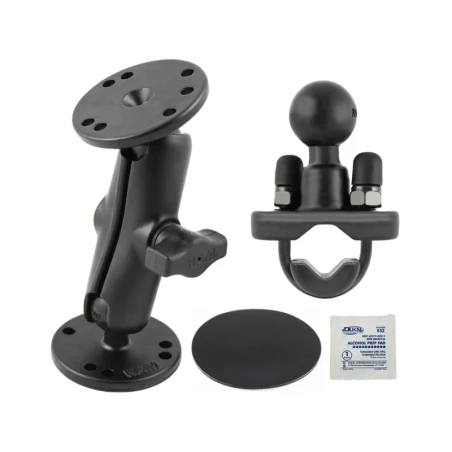 Set -  (1 Zoll), 2x runde Basisplatte (AMPS), mittlerer Verbindungsarm, Rohrschelle