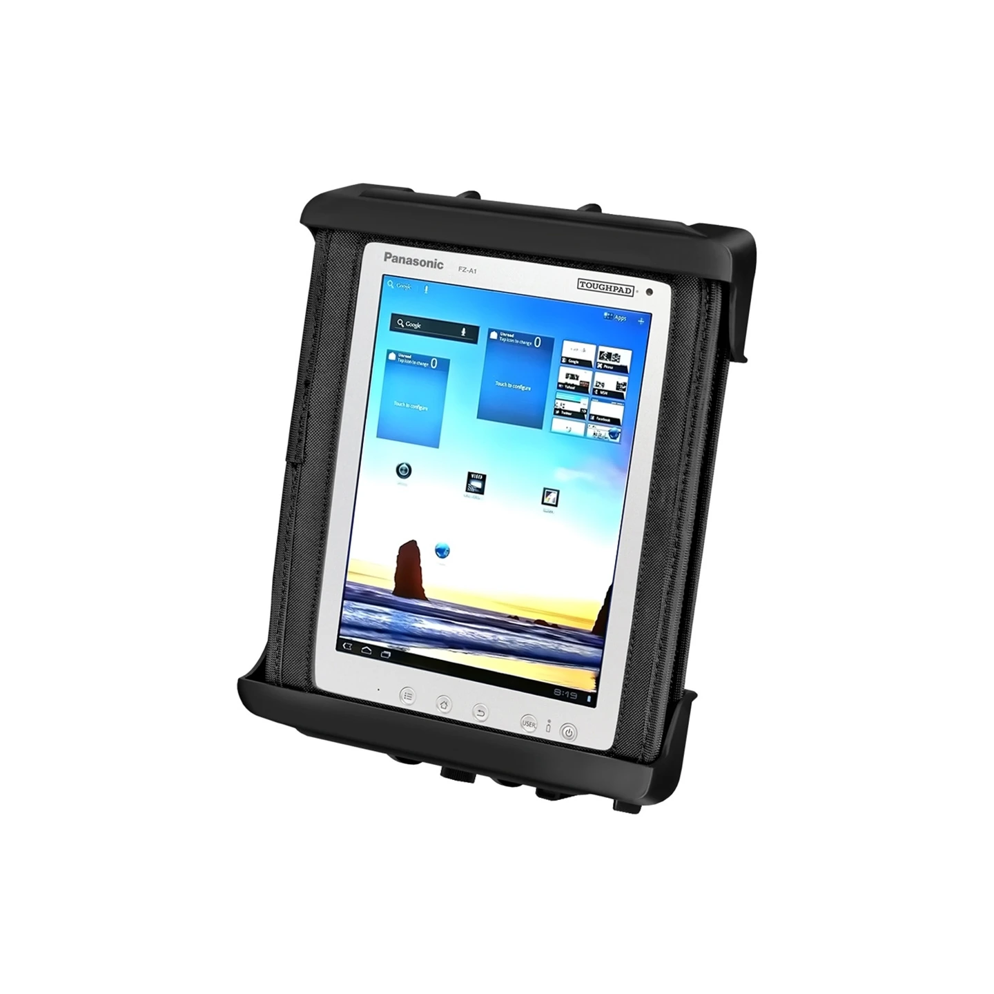 Tab-Lock (abschließbar) Universal Halteschale für Panasonic Toughpad FZ-A1 (in Schutzgehäuse) und Tablets bis zu 12 Zoll