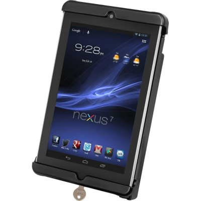 Tab-Lock (abschließbar) Universal Halteschale für 7-8 Zoll Tablets (mit/ohne Schutzhüllen) - AMPS-Aufnahme, Schrauben-Set