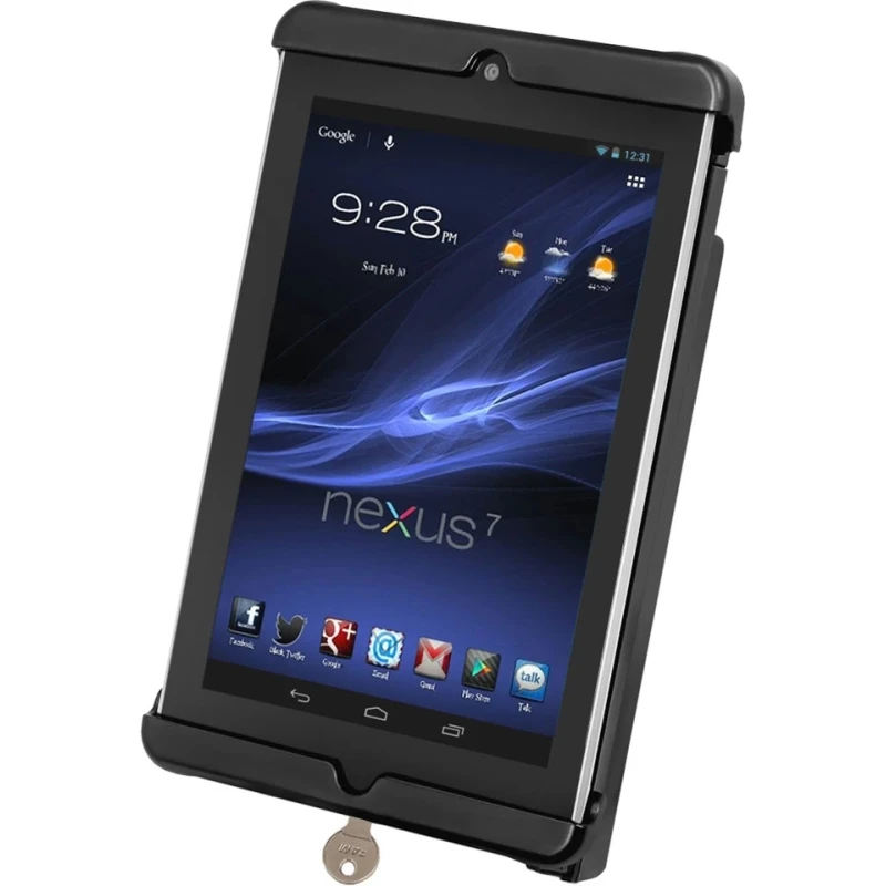 Tab-Lock (lockable) universal cradle for 7-8 inch tablets (with/without protective covers) - AMPS mount, screw set