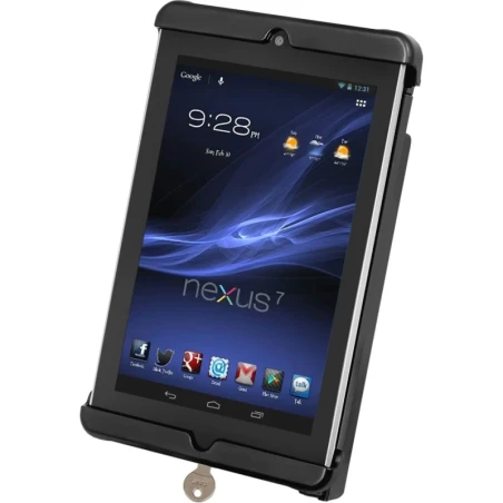 Tab-Lock (lockable) universal cradle for 7-8 inch tablets (with/without protective covers) - AMPS mount, screw set