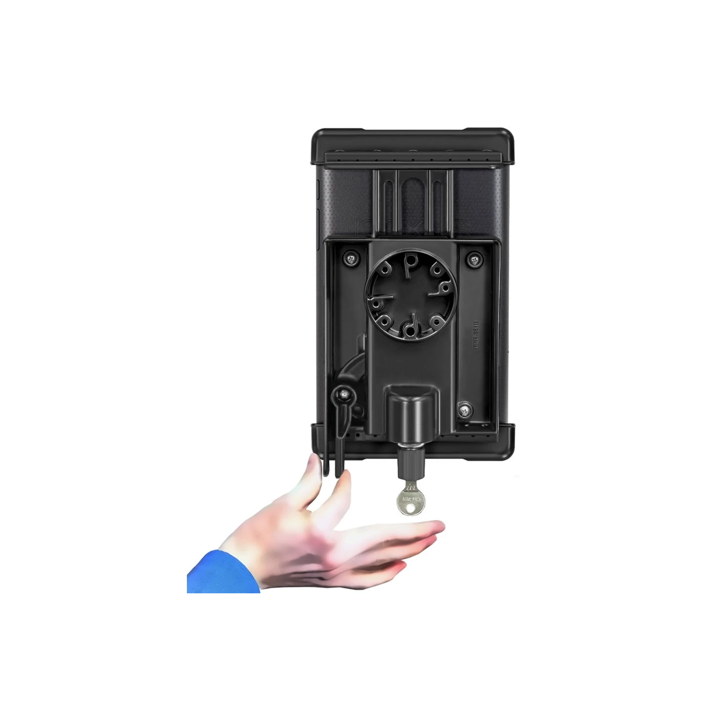Tab-Lock (abschließbar) Universal Halteschale für 7-8 Zoll Tablets (mit/ohne Schutzhüllen) - AMPS-Aufnahme, Schrauben-Set