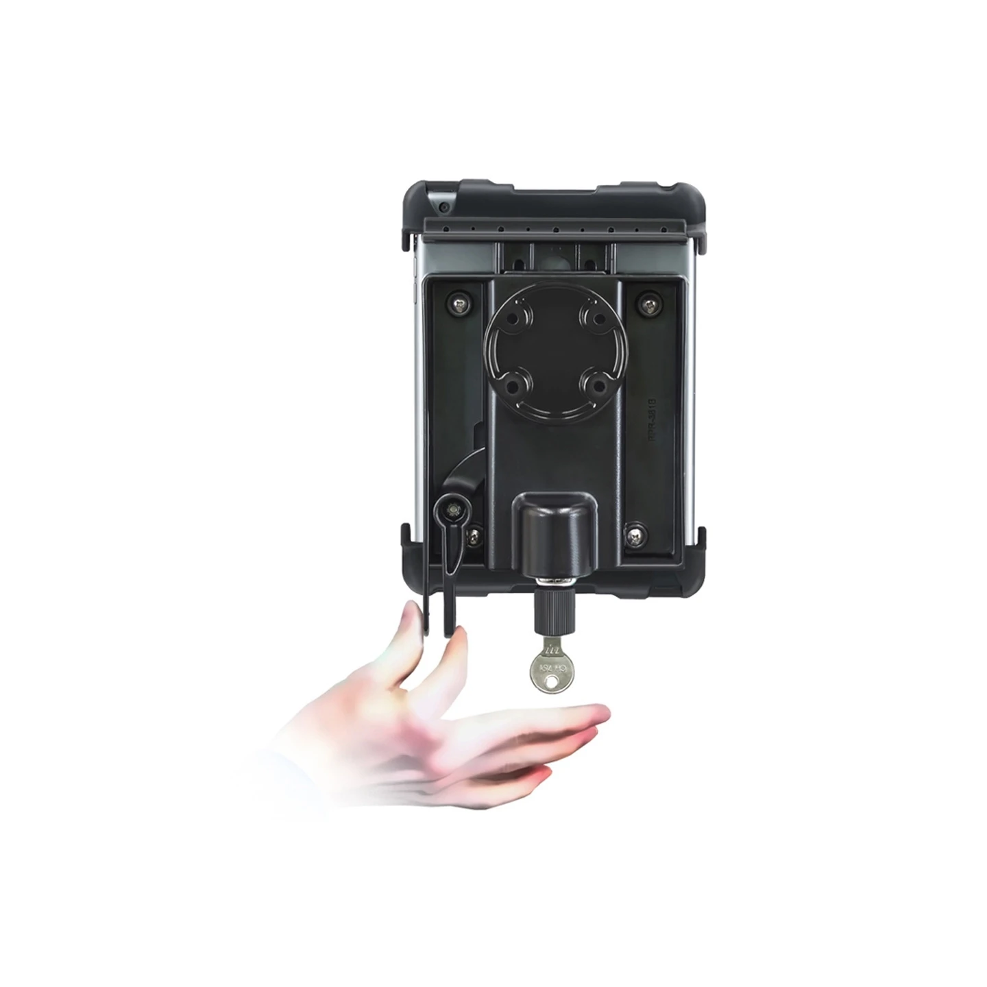 Tab-Lock (abschließbar) Universal Halteschale für Apple iPad mini 1-3 (ohne Schutzhüllen) - AMPS-Aufnahme, Schrauben-Set