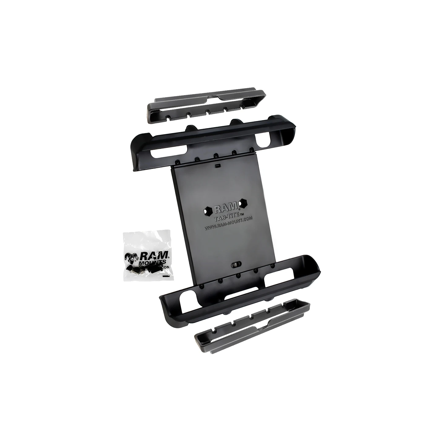 Tab-Tite Universal Halteschale mit verschiedenen Endkappen für Apple iPad 1-4/iPad mini 1-3 - AMPS-Aufnahme, Schrauben-Set