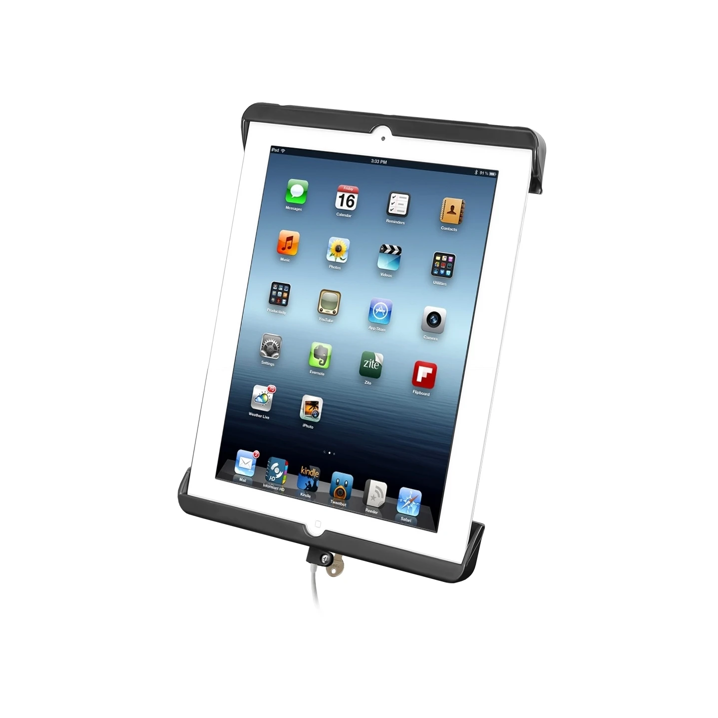 Tab-Lock (abschließbar) Universal Halteschale für Apple iPad 4 mit Lightning-Connector (ohne Schutzhülle)