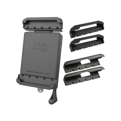 Tab-Lock (abschließbar) Universal Halteschale für 7-8 Zoll Tablets - (verschiedene Endkappen-3er-Set), AMPS-Aufnahme