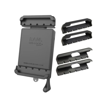 Tab-Lock (lockable) universal cradle for 7-8 inch tablets - (various end caps - set of 3), AMPS mount