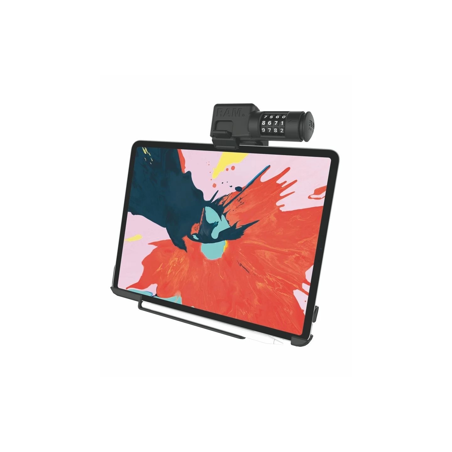 EZ-Roll'r Form-Fit cradle (combination lock) for Apple iPad Pro 12.9" (3rd - 6th gen.) - Without protective case