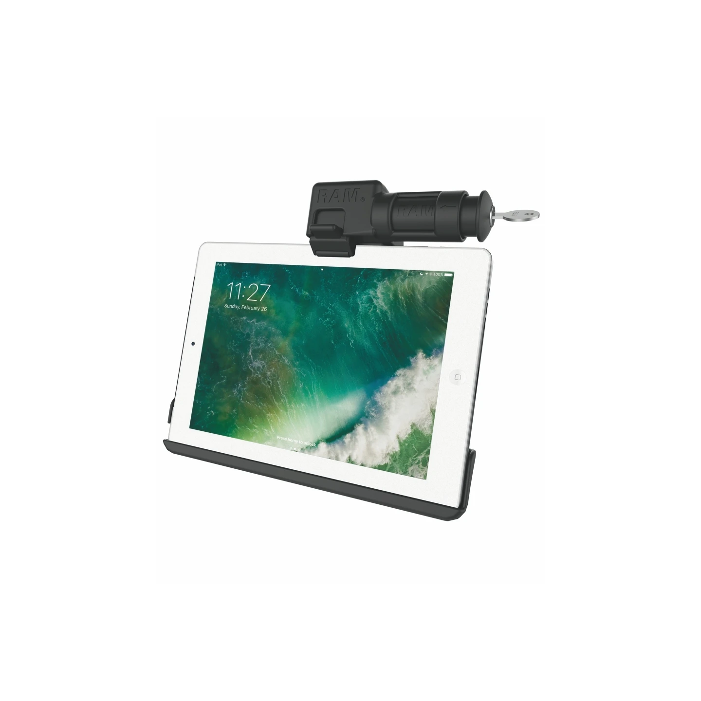 EZ-Roll'r Form-Fit cradle (key lock) for Apple iPad (5th & 6th gen.), Air 1-2, Pro 9.7 - Without protective case