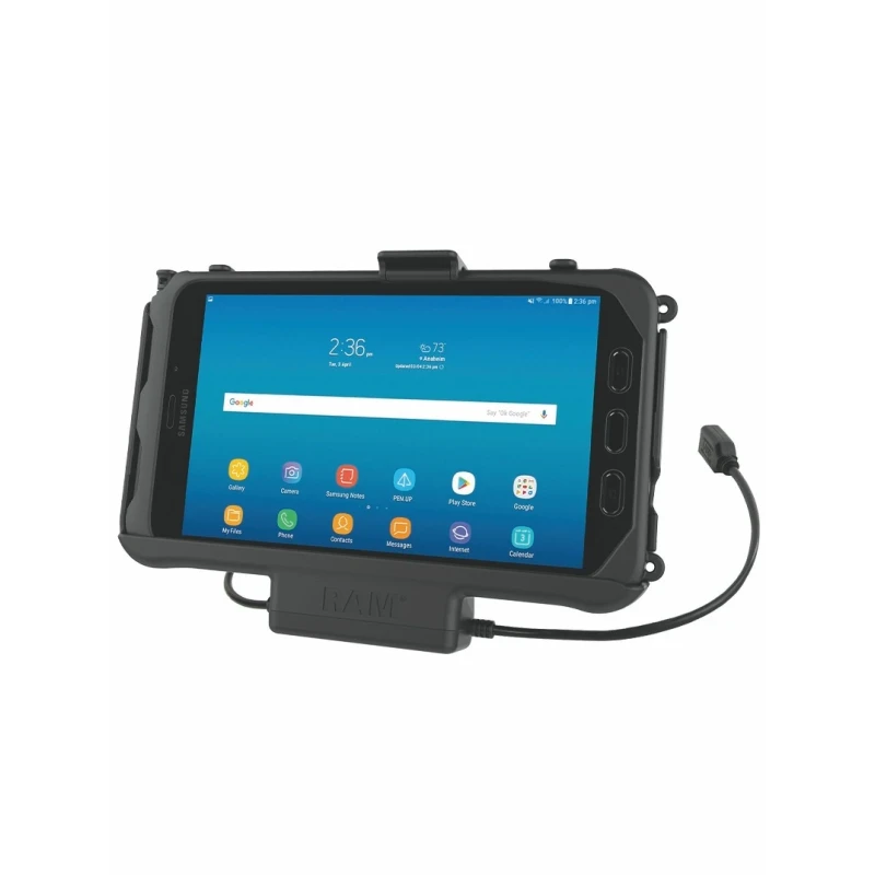 EZ-Roll'r Halteschale Samsung Tab Active 3 / Tab Active 2 - Fahrzeug-Ladegerät (Strom & Daten), Stromanbindung