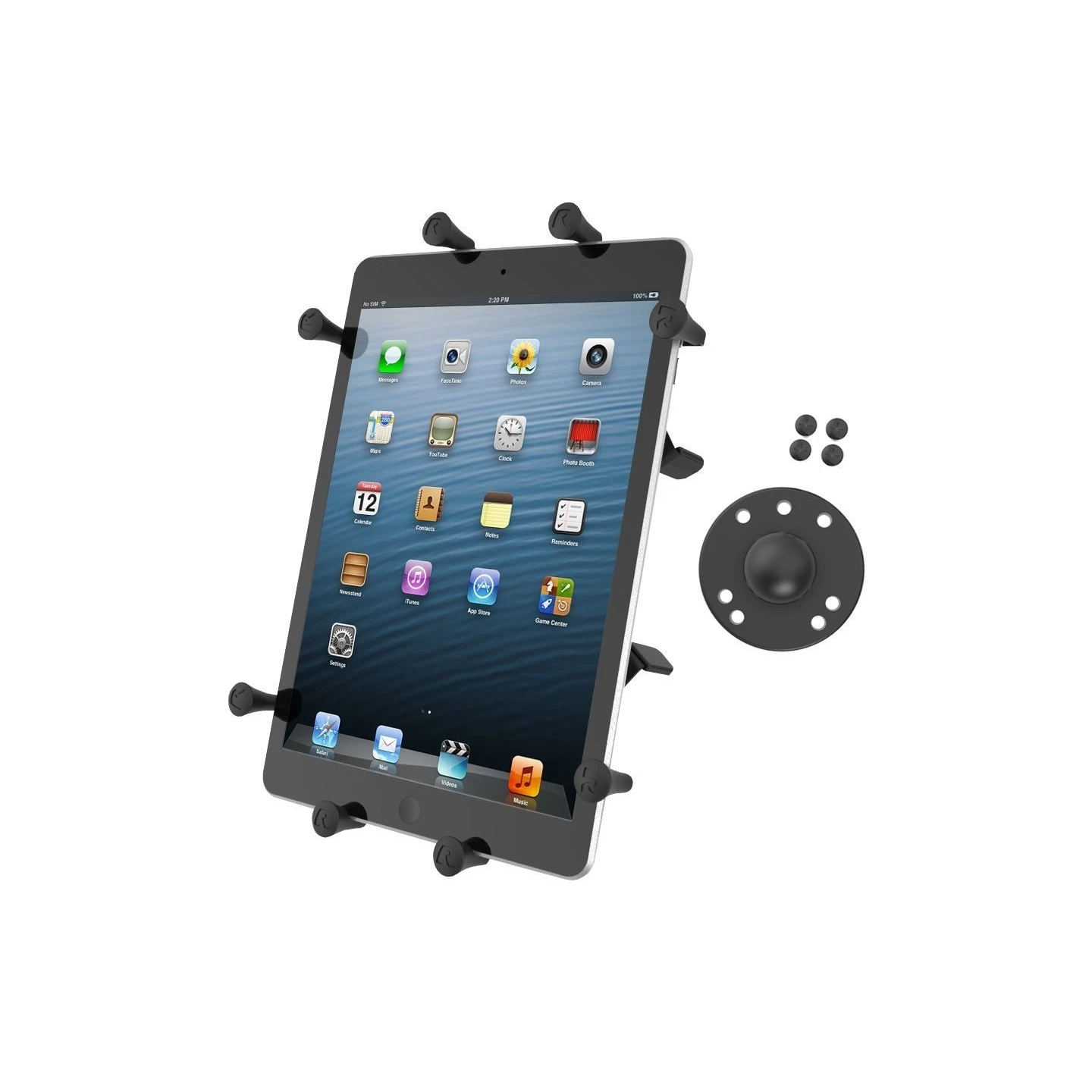 X-Grip cradle for tablets (10 inch) with round base plate (AMPS) - (1 inch), screw set