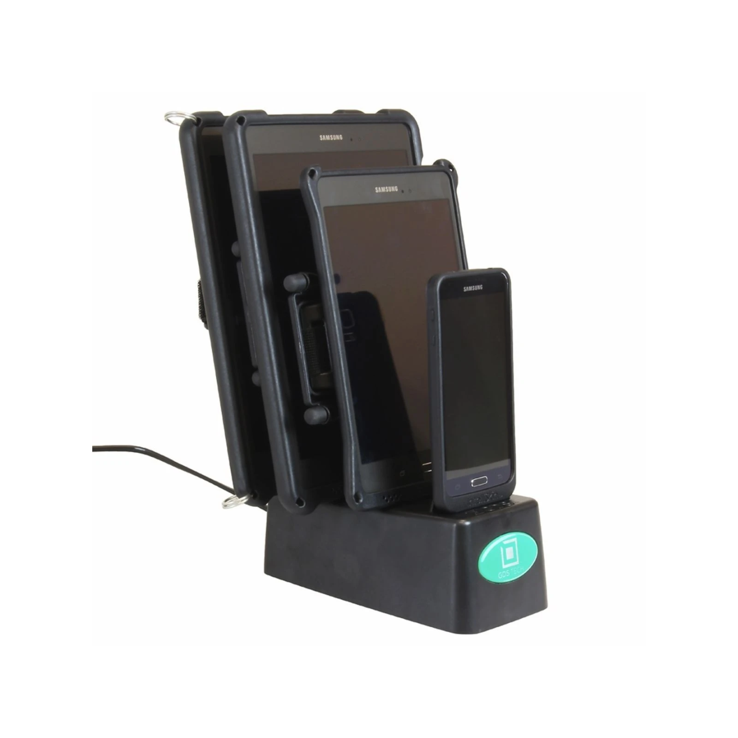 4-way GDS desktop charging station for tablets & smartphones - In IntelliSkin protective cover