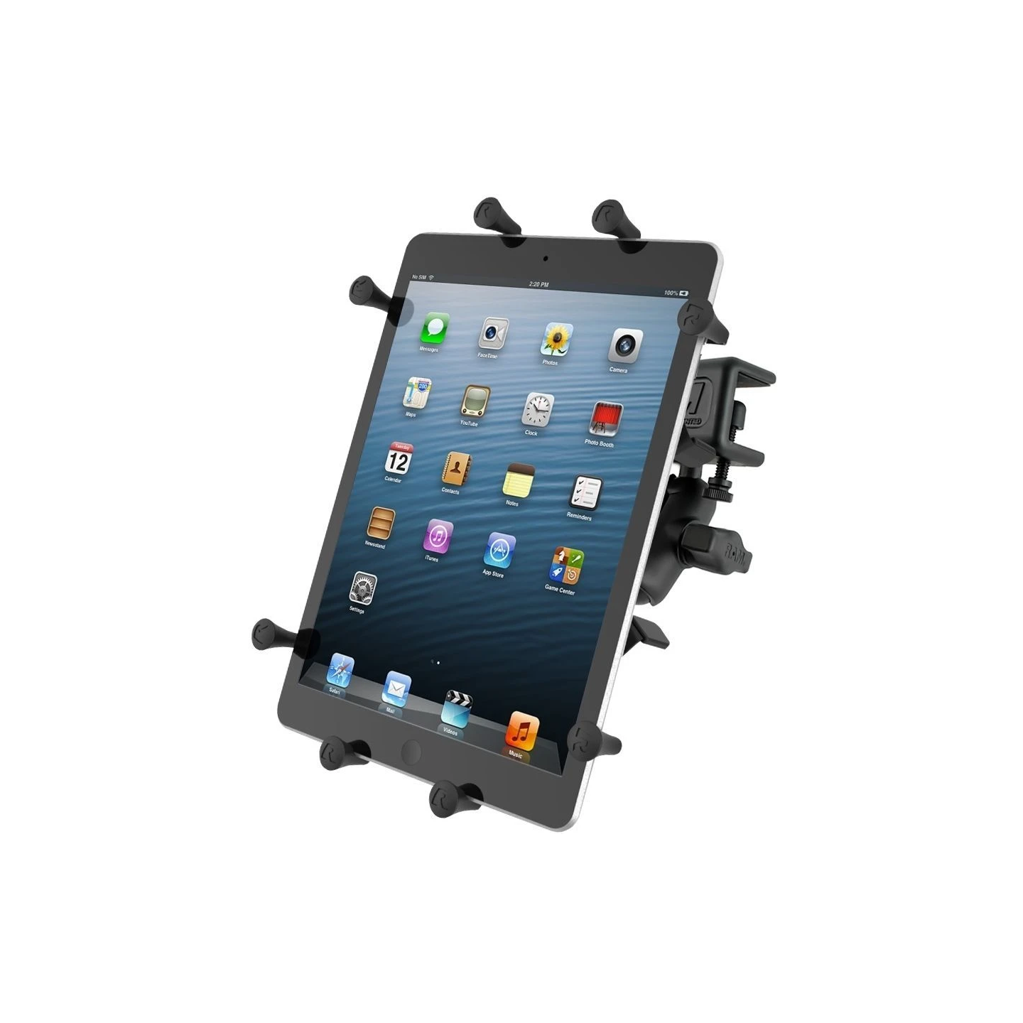 X-Grip aviation panel mount for tablets (10 inch) - (1 inch), panel clamp, short connecting arm