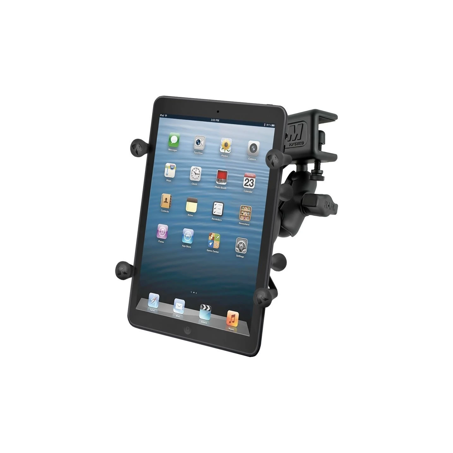 X-Grip aviation panel mount for tablets (7 inch) - (1 inch), panel clamp, short connecting arm