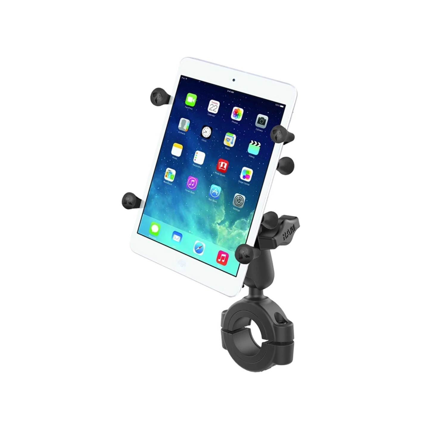 X-Grip motorbike mount for tablets (/ inch) - (1 inch), torque screw clamp (diameter 28.6-38.1 mm)