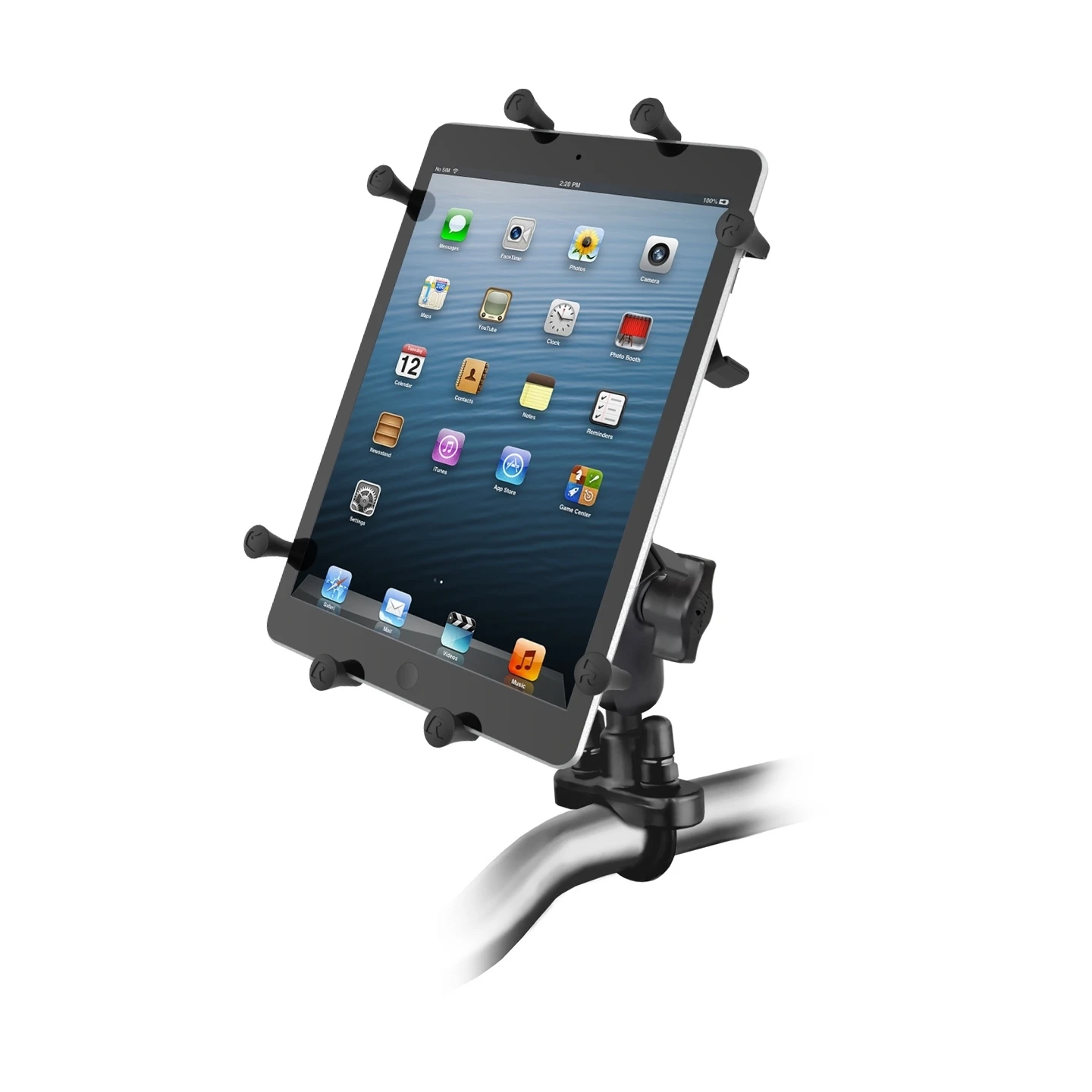 X-Grip handlebar mount for tablets (10 inch) - (1 inch), screw clamp, centre connecting arm