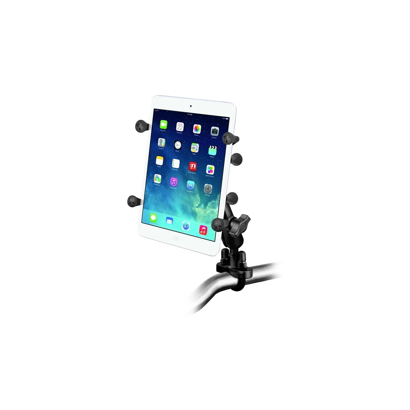 X-Grip handlebar mount for tablets (7 inch) - (1 inch), screw clamp, centre connecting arm