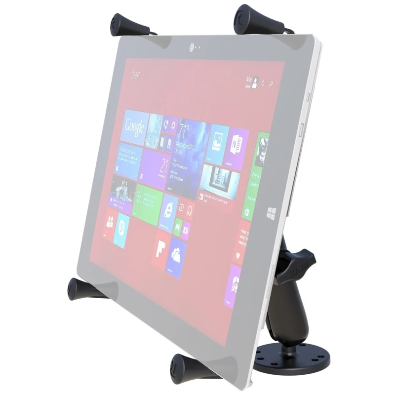 X-Grip surface mount for tablets (12 inch) - (1 inch), round base plate (AMPS), long connecting arm