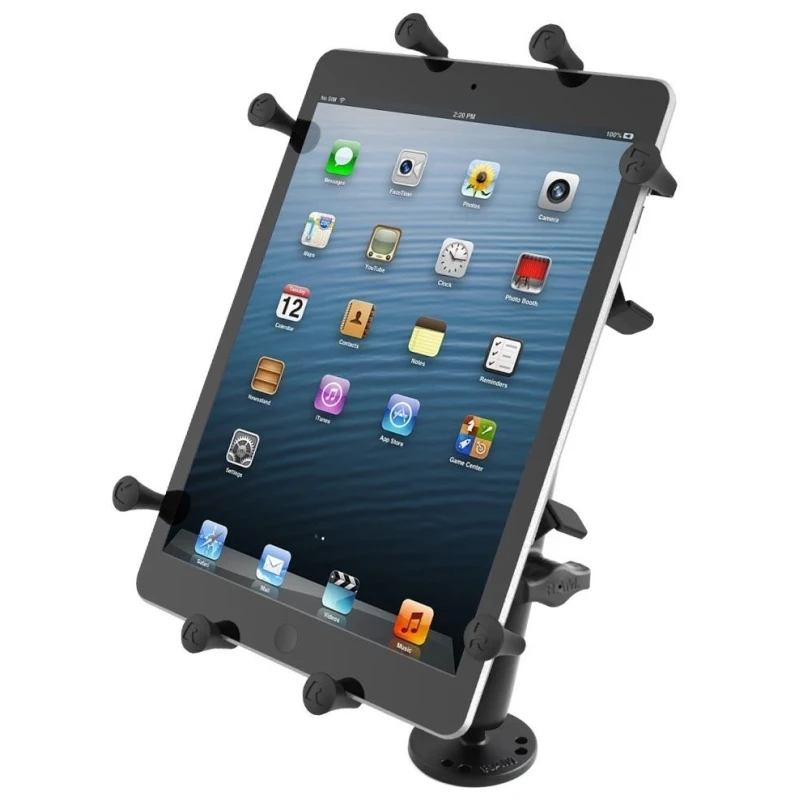 X-Grip Aufbauhalterung für Tablets (10 Zoll) -  (1 Zoll), runde Basisplatte (AMPS), langer Verbindungsarm