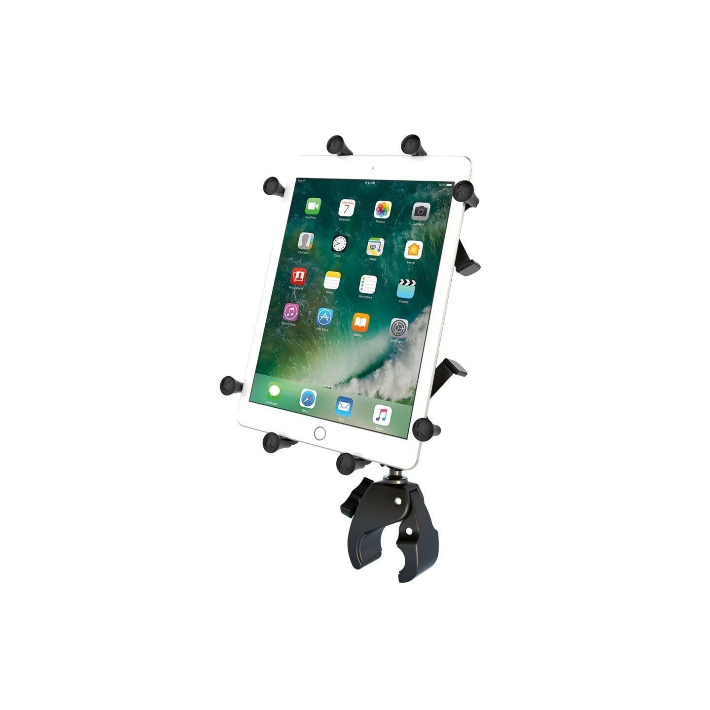 X-Grip clamp mount for 9-10 inch tablets - (1 inch), Tough-Claw small (diameter 15.9-29.0 mm), long connecting arm