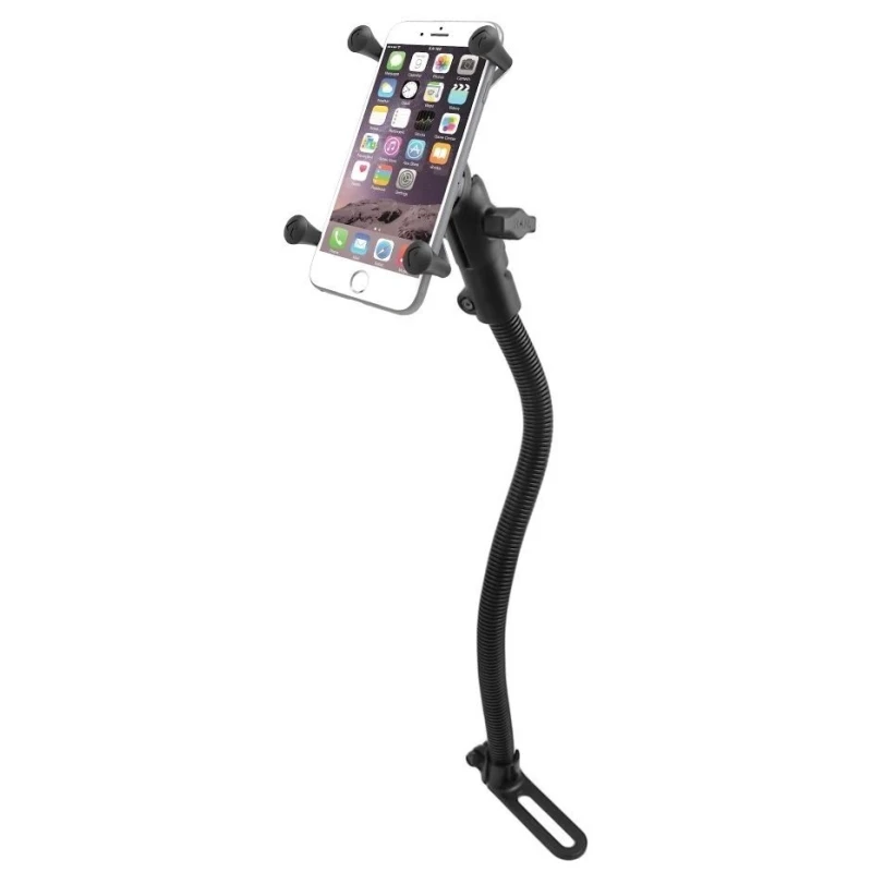 X-Grip Schwanenhals-Halterung für Smartphones bis 114,3 Breite -  (1 Zoll), Pod-Basis (für Fahrzeugsitz)