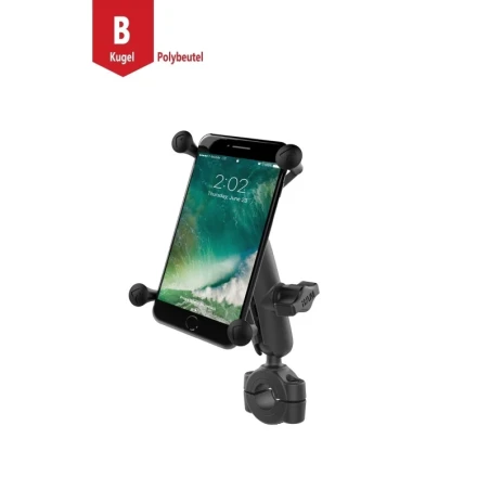 X-Grip Motorrad-Halterung für Smartphones bis 114,3 mm Breite -  (1 Zoll), Torque-Schraubklemme (Durchmesser 19,0-25,0 mm)