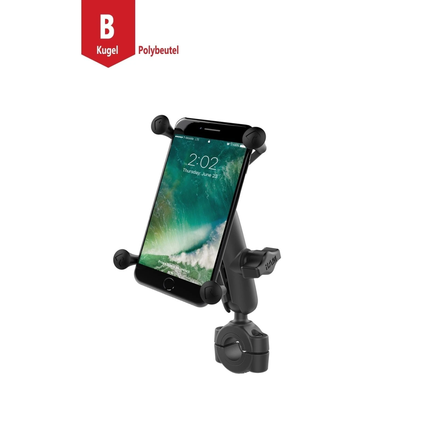 X-Grip motorbike mount for smartphones up to 114.3 mm wide - (1 inch), torque screw clamp (diameter 19.0-25.0 mm)
