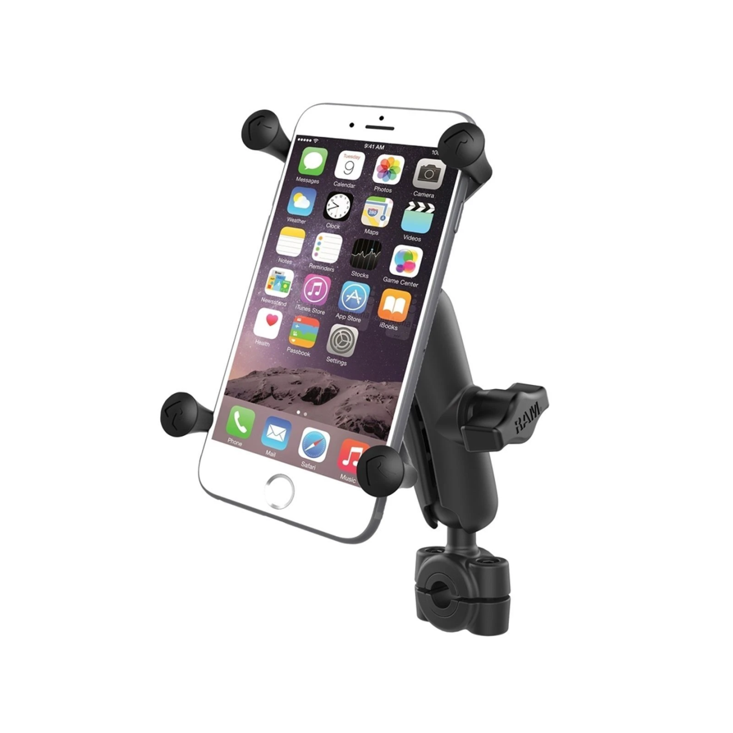 X-Grip motorbike mount for smartphones up to 114.3 mm wide - (1 inch), torque screw clamp (diameter 9.5-15.8 mm)