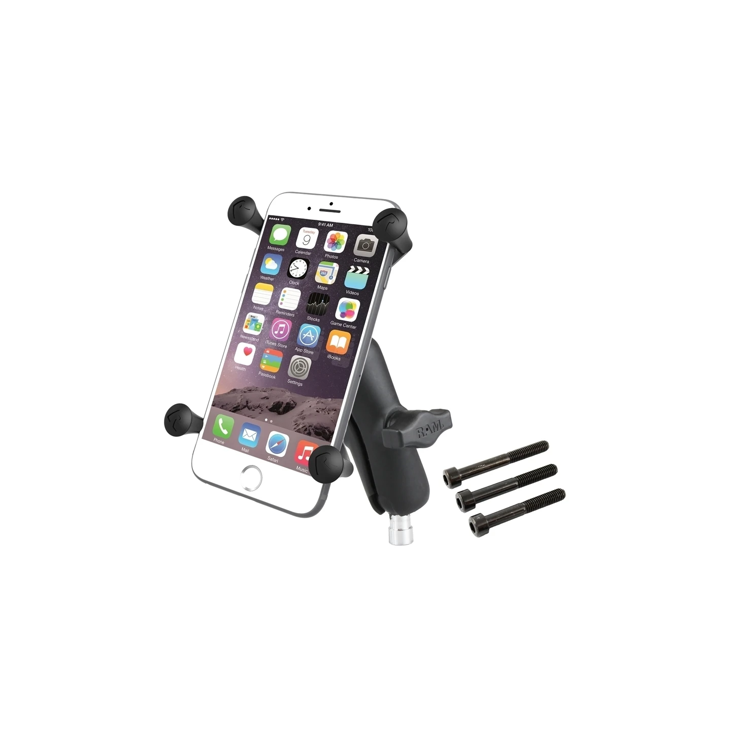 X-Grip motorbike mount for smartphones up to 114.3 mm wide - (1 inch), ball for handlebar head with M8 screws
