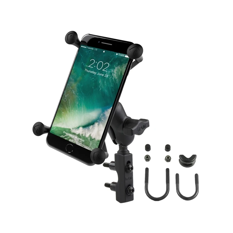 X-Grip Motorrad-Halterung für Smartphones bis 114,3 mm Breite -  (1 Zoll), Basisbefestigung (Lenker/Bremse/Kupplung)