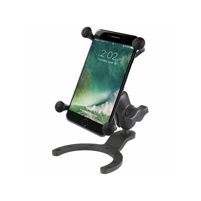 X-Grip Motorrad-Halterung für Smartphones bis 114,3 mm Breite -  (1 Zoll), Tank-Basis (BMW, Kawasaki), kurzer Verbindungsarm