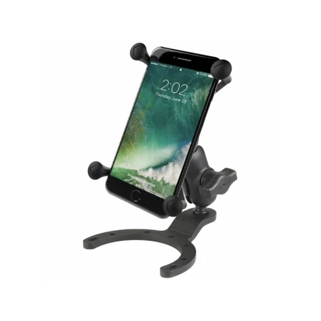 X-Grip Motorrad-Halterung für Smartphones bis 114,3 mm Breite -  (1 Zoll), Tank-Basis (BMW, Kawasaki), kurzer Verbindungsarm