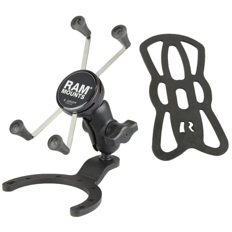 X-Grip Motorrad-Halterung für Smartphones bis 114,3 mm Breite -  (1 Zoll), Tank-Basis (BMW, Kawasaki), kurzer Verbindungsarm