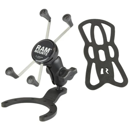X-Grip Motorrad-Halterung für Smartphones bis 114,3 mm Breite -  (1 Zoll), Tank-Basis (BMW, Kawasaki), kurzer Verbindungsarm