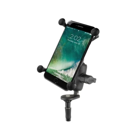 X-Grip Motorrad-Halterung für Smartphones bis 114,3 mm Breite -  (1 Zoll), Lenkerkopf-Adapter, kurzer Verbindungsarm
