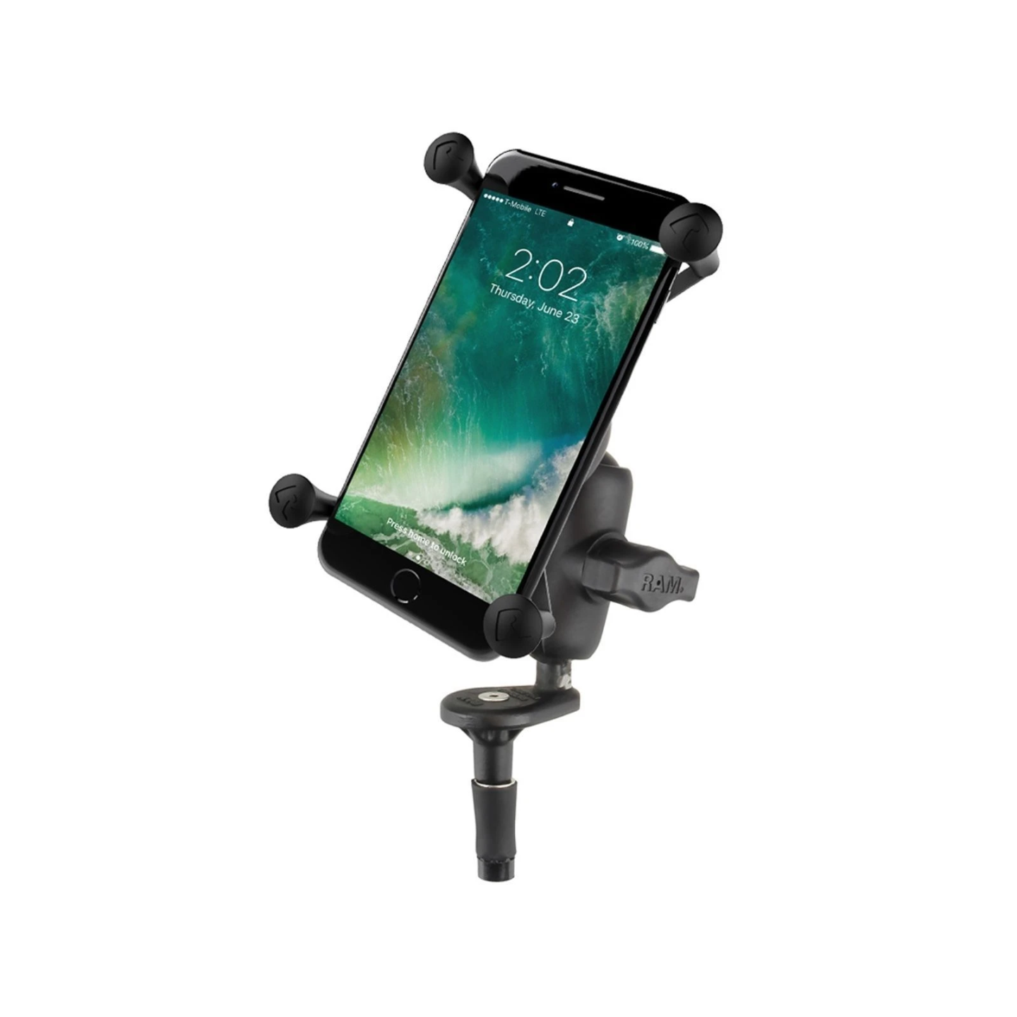 X-Grip motorbike mount for smartphones up to 114.3 mm wide - (1 inch), handlebar head adapter, short connecting arm
